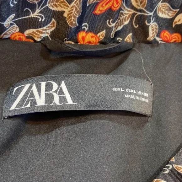 Zara Satin Floral Baroque Print Bomber Zip Front Jacket (sz L) - Picture 4 of 11